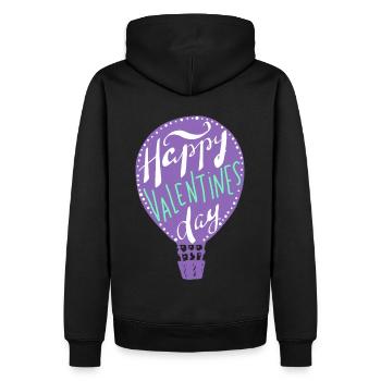 Happy Valentines Day, Heißluftballon, Spruch - Männer Premium Bio Hoodie - Schwarz - Hinten - Nico (187cm)