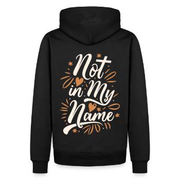 Pas en mon nom Devise Déclaration disant - Sweat à capuche Premium bio Homme - noir - Dos - Nico (187cm)