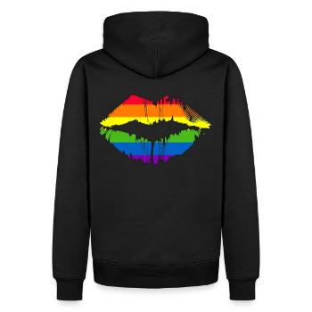 LGBTQ Gay Pride Rainbow Flag Lips - Männer Premium Bio Hoodie - Schwarz - Hinten - Nico (187cm)