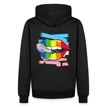 American Transgender Rainbow Flag LGBTQ Pride Lips - Männer Premium Bio Hoodie - Schwarz - Hinten - Nico (187cm)