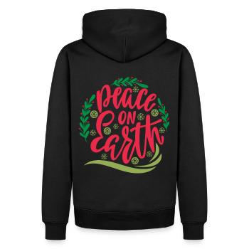 Paix sur la terre typographie, gui de Noël - Sweat à capuche Premium bio Homme - noir - Dos - Nico (187cm)
