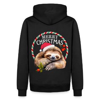 Sloth, Sloth, Merry Christmas - Men’s Premium Organic Hoodie - black - Back - Nico (187cm)