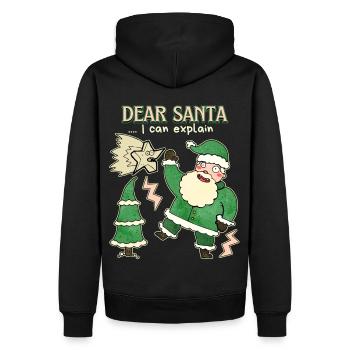 Santa Claus, Weihnachtsmann lustiger Spruch Comic - Männer Premium Bio Hoodie - Schwarz - Hinten - Nico (187cm)