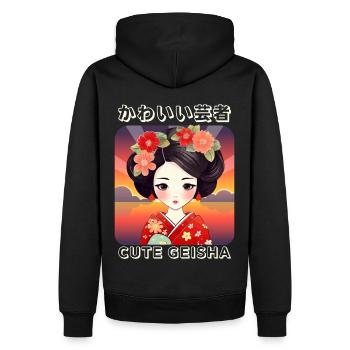 Japanische Geisha, Japan Anime - Männer Premium Bio Hoodie - Schwarz - Hinten - Nico (187cm)