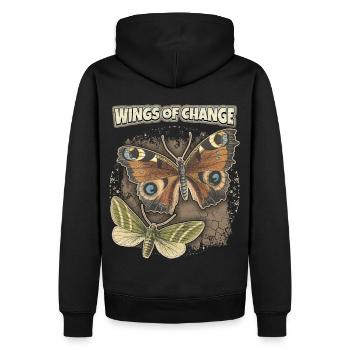 Schmetterling-Butterfly Vintage Falter Spruch - Männer Premium Bio Hoodie - Schwarz - Hinten - Nico (187cm)