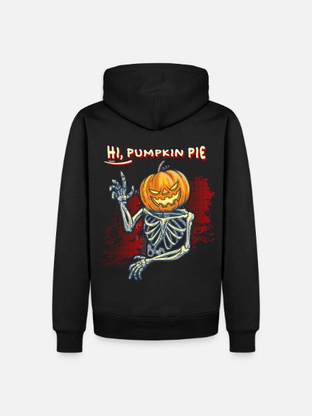 Lustiger Kürbis, Skelett und Totenkopf, Spruch - Männer Premium Bio Hoodie - Schwarz