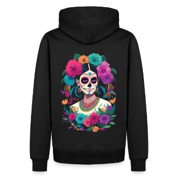 L’élégance du Jour des Morts - La Calavera Catrina - Sweat à capuche Premium bio Homme - noir - Dos - Nico (187cm)