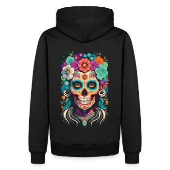 Design de La Catrina pour le Día de los Muertos - Sweat à capuche Premium bio Homme - noir - Dos - Nico (187cm)