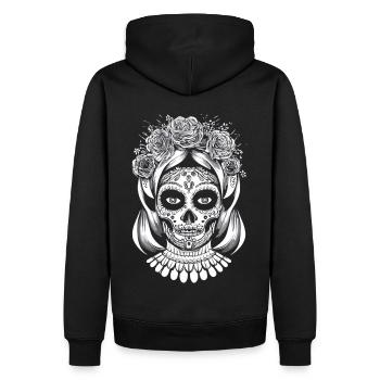 L’élégance du Jour des Morts - La Calavera Catrina - Sweat à capuche Premium bio Homme - noir - Dos - Nico (187cm)