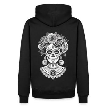Catrina-Stolz - Ein Tribut an Mexikos Kulturerbe - Männer Premium Bio Hoodie - Schwarz - Hinten - Nico (187cm)