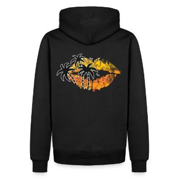 Retro Beach Sunset Tropical Leaves Summer Vacation - Männer Premium Bio Hoodie - Schwarz - Hinten - Nico (187cm)