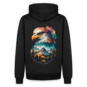 Adlerblick: Berglandschaft und Majestät der Lüfte - Männer Premium Bio Hoodie - Schwarz - Hinten - Nico (187cm)
