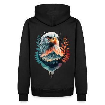 Adler und Berglandschaft im Einklang - Männer Premium Bio Hoodie - Schwarz - Hinten - Nico (187cm)