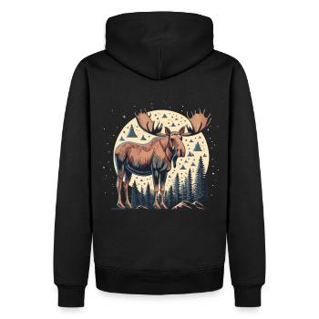 Im Einklang mit der Natur: Elch des Nordens - Männer Premium Bio Hoodie - Schwarz - Hinten - Nico (187cm)