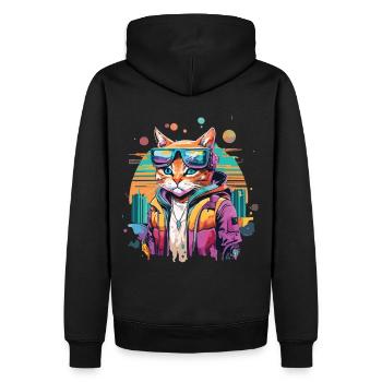 Avenir félin : quand les chats conquièrent le cybermonde - Sweat à capuche Premium bio Homme - noir - Dos - Nico (187cm)
