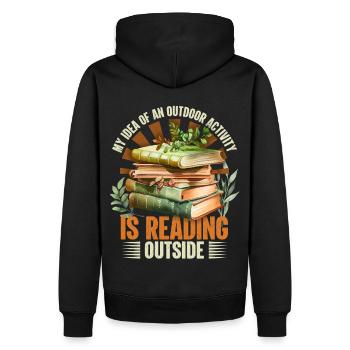 Sport, sportlich, Freizeitsport Buch, Lesen Spruch - Männer Premium Bio Hoodie - Schwarz - Hinten - Nico (187cm)