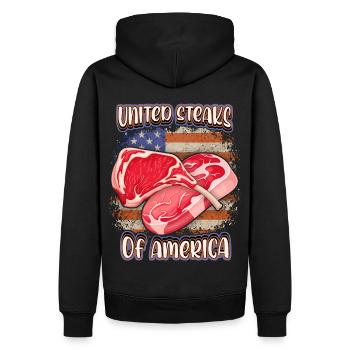 Steak Américain, Viande, Drôle De Dire Jeu De Mots - Sweat à capuche Premium bio Homme - noir - Dos - Nico (187cm)