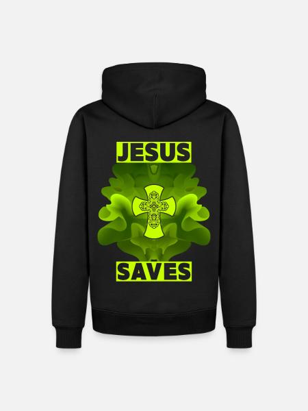 Jesus Christus, Christliches Kreuz, Jesus Saves - Männer Premium Bio Hoodie - Schwarz