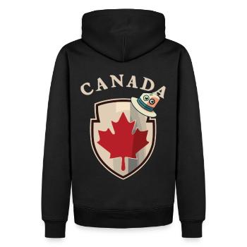 Wappen von Kanada mit Hut mit Augen - Männer Premium Bio Hoodie - Schwarz - Hinten - Nico (187cm)