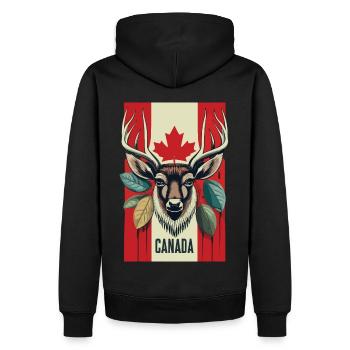 Kanada Hirsch Ahornblatt - Männer Premium Bio Hoodie - Schwarz - Hinten - Nico (187cm)