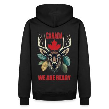 Cerf du Canada Feuille d’érable - Sweat à capuche Premium bio Homme - noir - Dos - Nico (187cm)