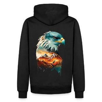 Adlerblick: Berglandschaft und Majestät der Lüfte - Männer Premium Bio Hoodie - Schwarz - Hinten - Nico (187cm)