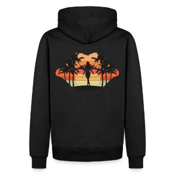 Tropical Summer Vacation Retro Beach Sunset Lips - Männer Premium Bio Hoodie - Schwarz - Hinten - Nico (187cm)