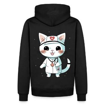 Cat Nurse Stethoscope Nursing Cat - Männer Premium Bio Hoodie - Schwarz - Hinten - Nico (187cm)