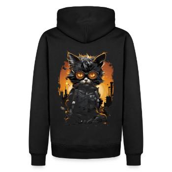 Süßes Katzenbaby mit Sonnenbrille - Männer Premium Bio Hoodie - Schwarz - Hinten - Nico (187cm)
