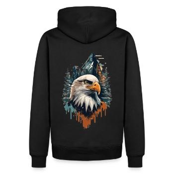 Natur in Perfektion: Adler und Berggipfel vereint - Männer Premium Bio Hoodie - Schwarz - Hinten - Nico (187cm)