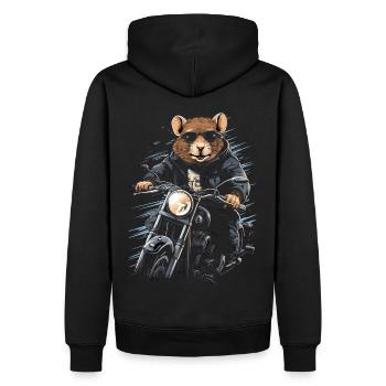 Rat cool sur une moto - Sweat à capuche Premium bio Homme - noir - Dos - Nico (187cm)