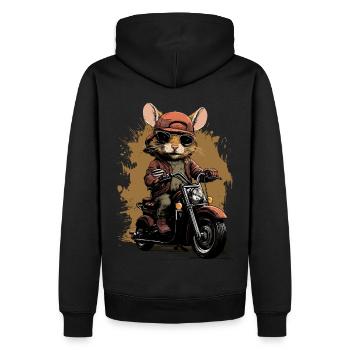 Rat cool sur une moto - Sweat à capuche Premium bio Homme - noir - Dos - Nico (187cm)