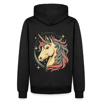 Licorne dans le ciel étoilé : conception de bande dessinée - Sweat à capuche Premium bio Homme - noir - Dos - Nico (187cm)