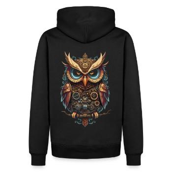 Eulen im Zeitalter des Dampfs: Stilvoll Steampunk - Männer Premium Bio Hoodie - Schwarz - Hinten - Nico (187cm)