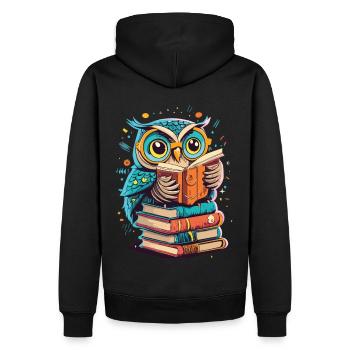 Hibou sage au paradis de la lecture : design unique - Sweat à capuche Premium bio Homme - noir - Dos - Nico (187cm)