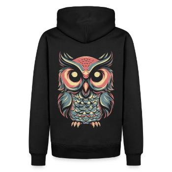 Eule im PopArt-Design: Einzigartiges T-Shirt - Männer Premium Bio Hoodie - Schwarz - Hinten - Nico (187cm)