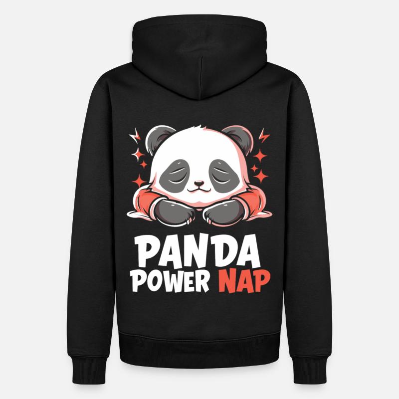 Panda Power Nap - Männer Premium Bio Hoodie - Schwarz