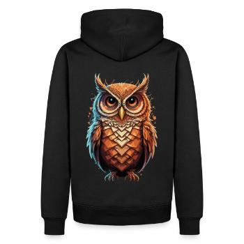 Reale Eule: Einzigartig für Eulenliebhaber - Männer Premium Bio Hoodie - Schwarz - Hinten - Nico (187cm)