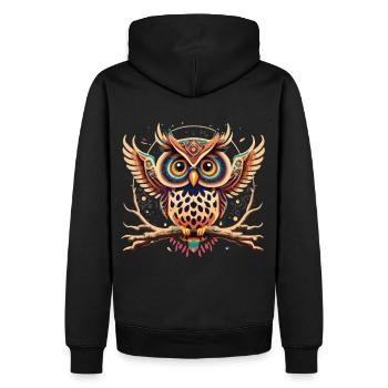 Eulen im Tribal-Design: Stilvoll und faszinierend - Männer Premium Bio Hoodie - Schwarz - Hinten - Nico (187cm)