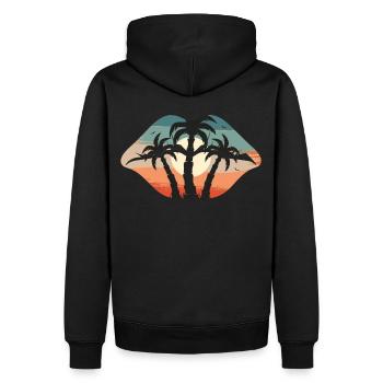 Topical Sunset Lips Retro Summer Beach Vacation - Männer Premium Bio Hoodie - Schwarz - Hinten - Nico (187cm)