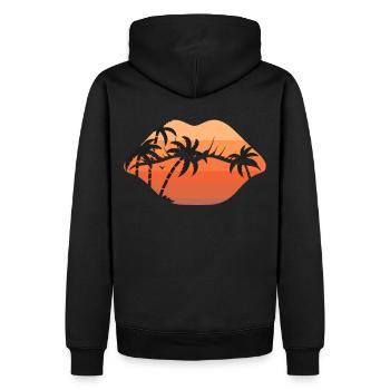 Retro Beach Sunset Summer Tropical Lips - Männer Premium Bio Hoodie - Schwarz - Hinten - Nico (187cm)