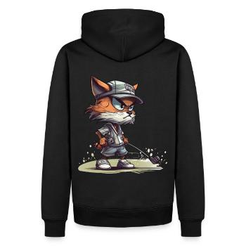 Cat Playing Golf Golfer Golfing Cat Lover - Männer Premium Bio Hoodie - Schwarz - Hinten - Nico (187cm)