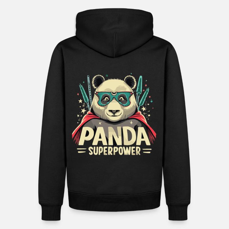 Panda Superheld - Männer Premium Bio Hoodie - Schwarz