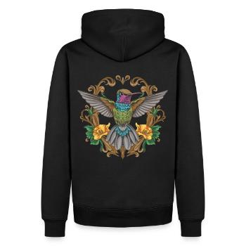 Vol enchanteur de colibri - Sweat à capuche Premium bio Homme - noir - Dos - Nico (187cm)