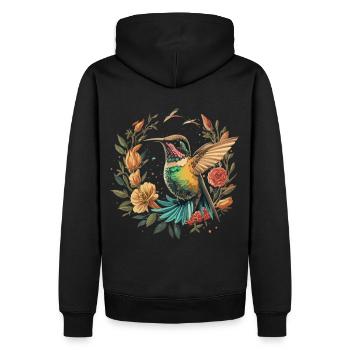 Süßer Kolibri in Blumen - Männer Premium Bio Hoodie - Schwarz - Hinten - Nico (187cm)