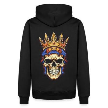 Bunter abstrakter Totenkopf mit Krone - Männer Premium Bio Hoodie - Schwarz - Hinten - Nico (187cm)