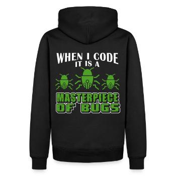 Masterpiece Of Bugs Computer Funny Sayings Program - Männer Premium Bio Hoodie - Schwarz - Hinten - Nico (187cm)
