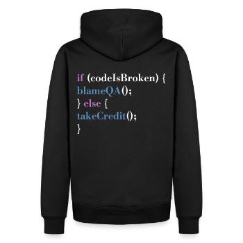 Programmer QA Saying Computer Programming - Männer Premium Bio Hoodie - Schwarz - Hinten - Nico (187cm)