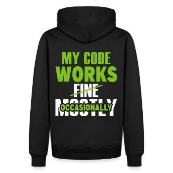 Funny My Code Works Computer Programmer Funny Prog - Männer Premium Bio Hoodie - Schwarz - Hinten - Nico (187cm)