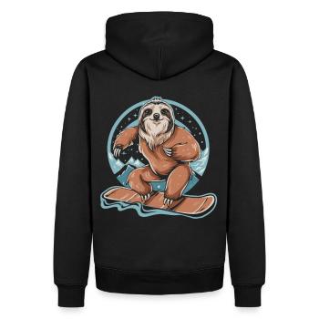 Plaisir du snowboard avec le paresseux - Sweat à capuche Premium bio Homme - noir - Dos - Nico (187cm)